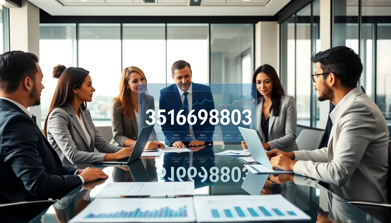 diverse team analyzing data in a modern office setting.